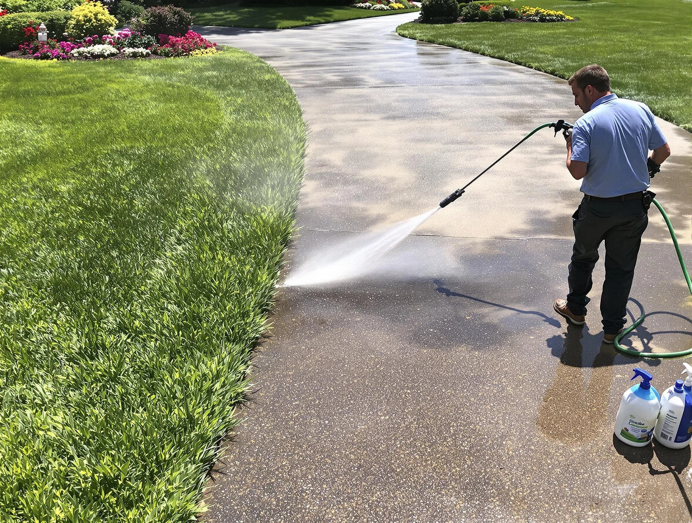 Before and after pressure washing by Westlake Power Washing in Westlake